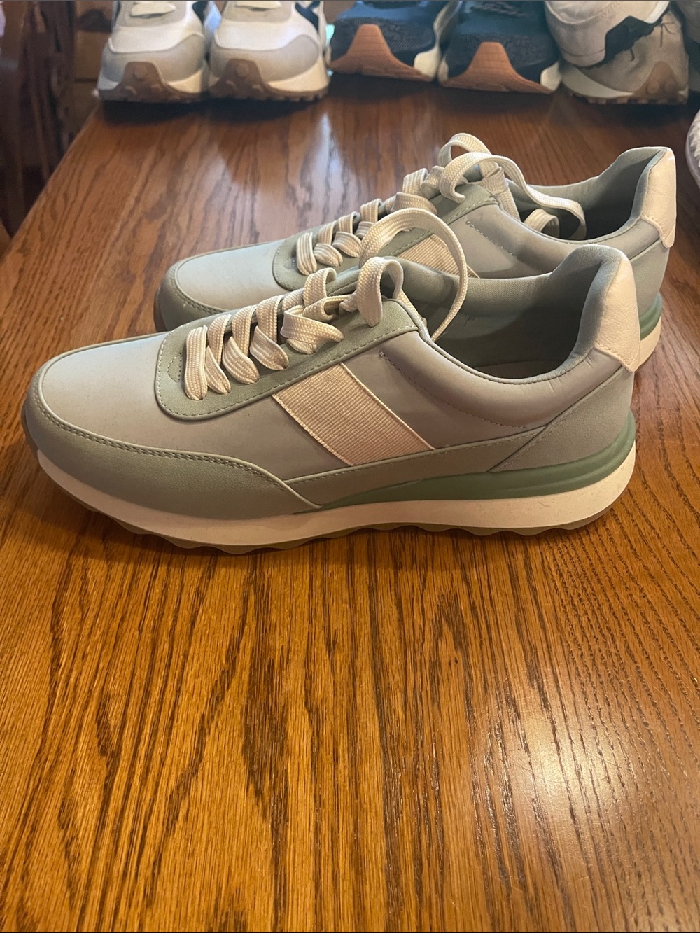 Casual Women’s Lightweight Sneakers in Sage Green and Cream